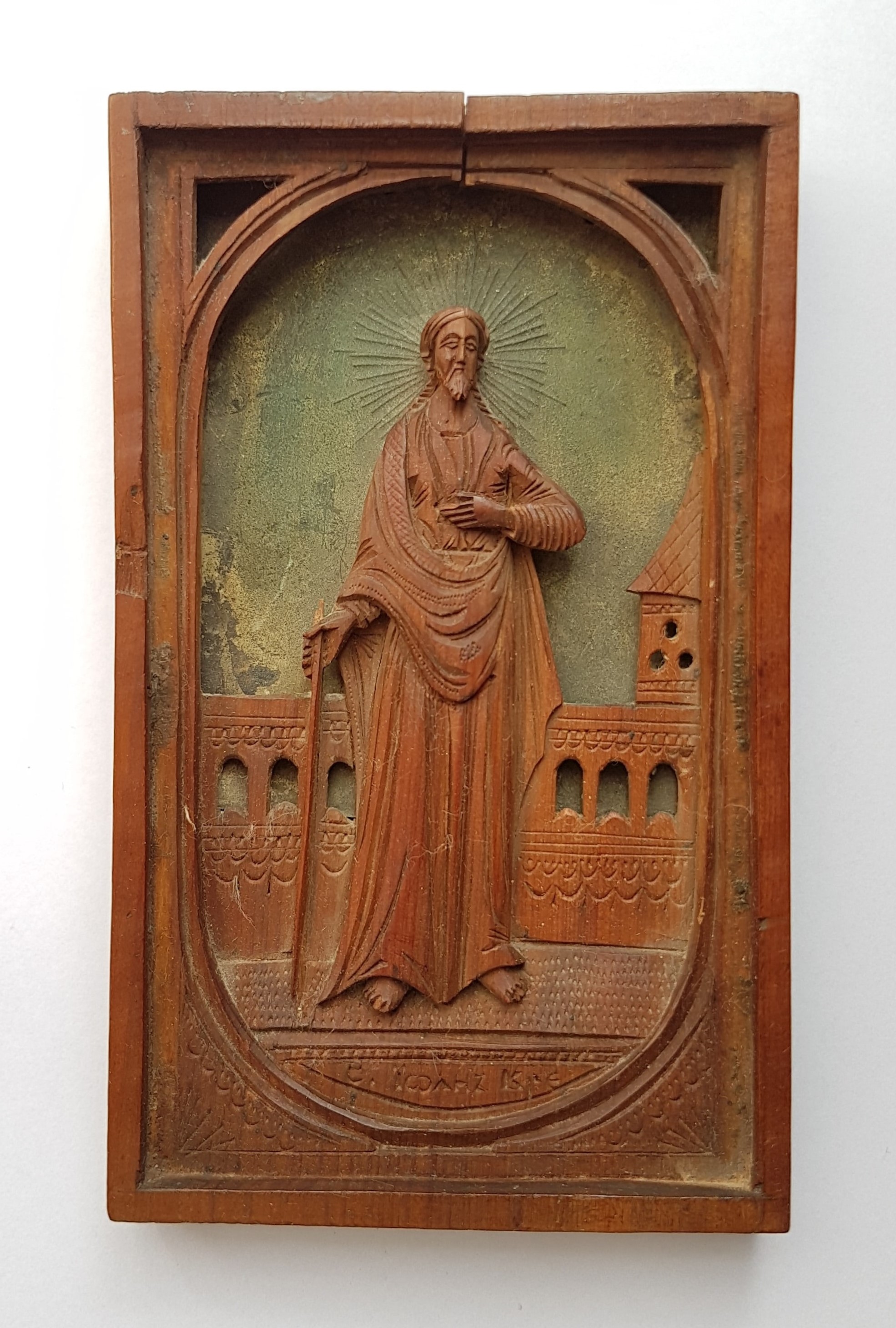 Старинная резная икона Предтечи и Крестителя  Господня Иоанна. XVIII в